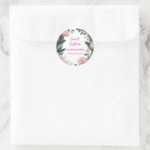  roze bloem groene eucalyptus 16e verjaardag ronde sticker (Tas)
