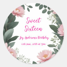  roze bloem groene eucalyptus 16e verjaardag