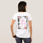 roze bloem groene eucalyptus 16e verjaardag t-shirt (Achterkant volledig)