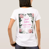 roze bloem groene eucalyptus 16e verjaardag t-shirt (Achterkant)