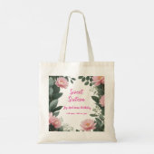  roze bloem groene eucalyptus 16e verjaardag tote bag (Achterkant)