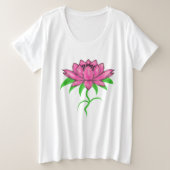 Roze bloem grote maat t-shirt (Design voorkant)