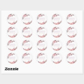 Roze bloem Handgemaakt met liefde Ronde Sticker (Vel)