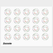 Roze Bloem Hart Ronde Sticker (Vel)