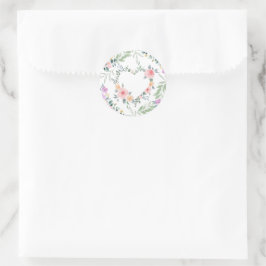 Roze Bloem Hart Ronde Sticker