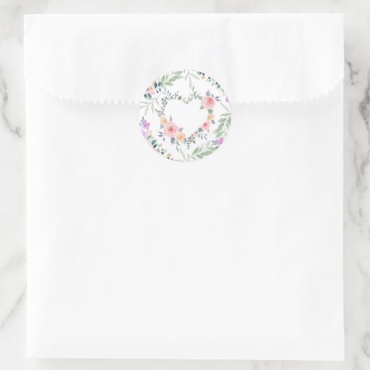 Roze Bloem Hart Ronde Sticker (Tas)