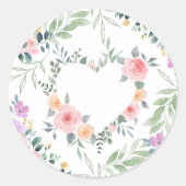 Roze Bloem Hart Ronde Sticker (Voorkant)