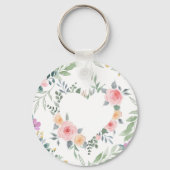 Roze Bloem Hart Sleutelhanger (Voorkant)