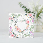 Roze Bloem Hart Uitnodigingen (Staand voorkant)
