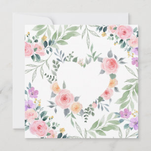 Roze Bloem Hart Uitnodigingen