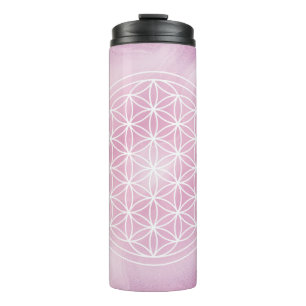 roze, bloem, heilige geometrische vorm thermosbeker