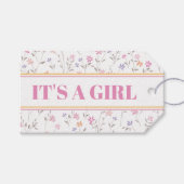 Roze Bloem Het is een Meisje Baby shower Cadeaulabel (Voorkant (Horizontaal))