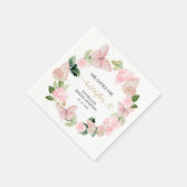 Roze Bloem Hij geeft me vlinders Vrijgezellenfeest Servet (Hoek)