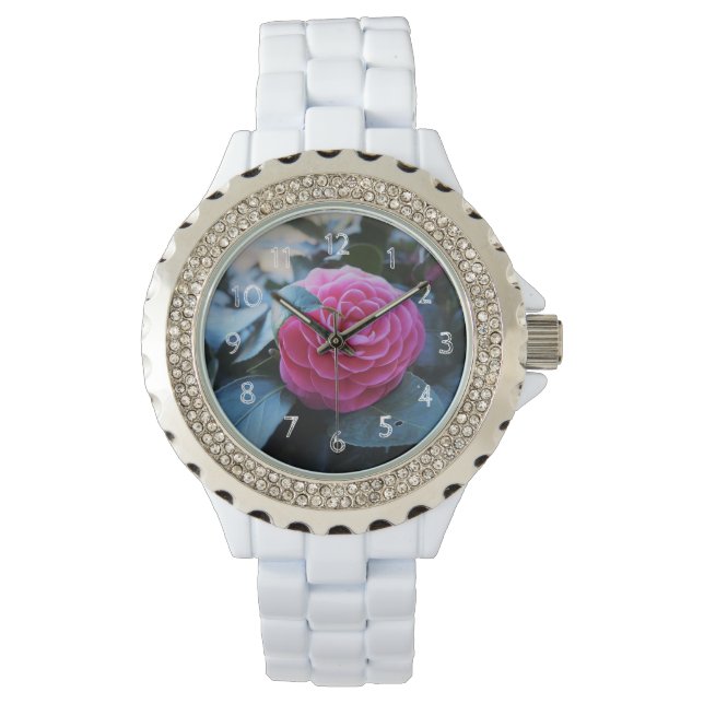 Roze bloem horloge (Voorkant)