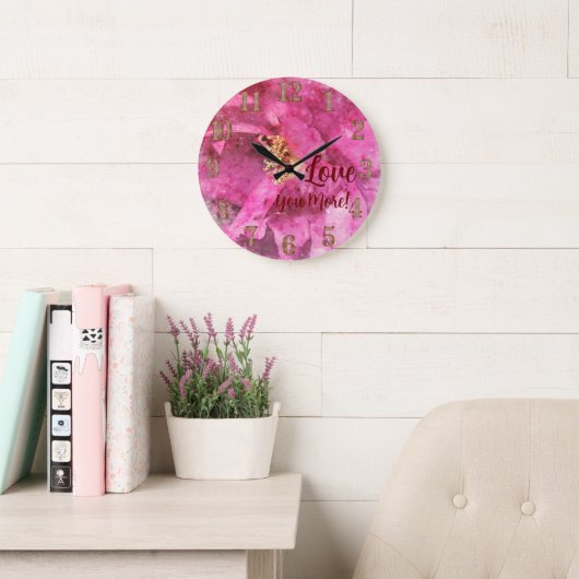 Roze Bloem Houdt Meer Van Jou Grote Klok (Leeskamer)