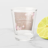 Roze Bloem Houten Bachelorette Feest Shot Glas (Achterkant)