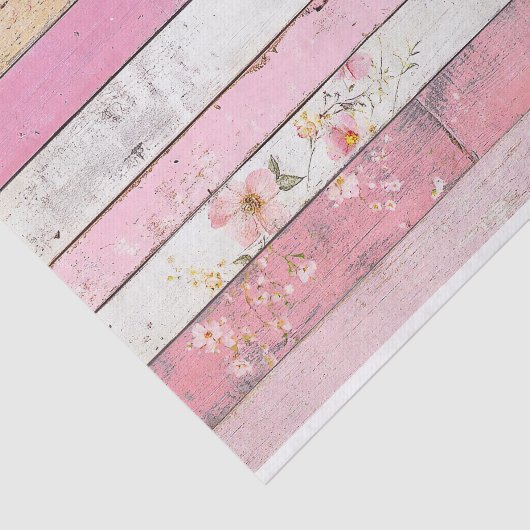 Roze Bloem Houten Plank Decoupage Papier (Detail)