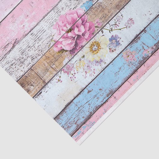 Roze Bloem Houten Plank Decoupage Papier (Detail)