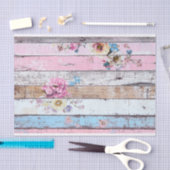 Roze Bloem Houten Plank Decoupage Papier (Craft)