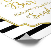 Roze bloem ijslokaal bord goud zwart gestreept poster (Hoek)