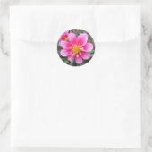 Roze bloem in bloei geschilderd effect ronde sticker (Tas)