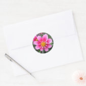 Roze bloem in bloei geschilderd effect ronde sticker (Envelop)