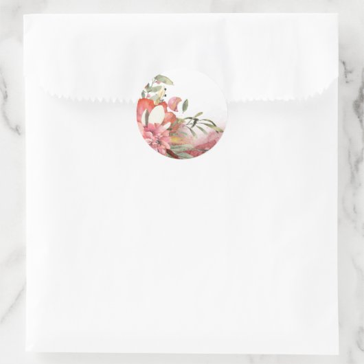 Roze bloem in waterverf Square Sticker (Tas)