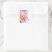 Roze bloem in waterverf vierkante sticker (Tas)