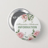 Roze Bloem Informatie Ronde Button 5,7 Cm (Voorkant /achterkant)