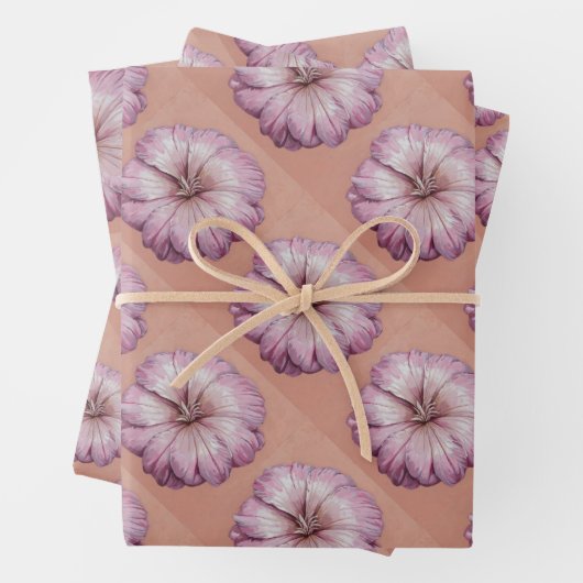 Roze bloem inpakpapier set (In situ)