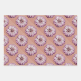 Roze bloem inpakpapier set