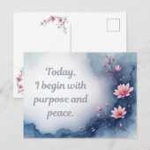 Roze Bloem Inspirerende Bevestiging Briefkaart (Voorkant / Achterkant)