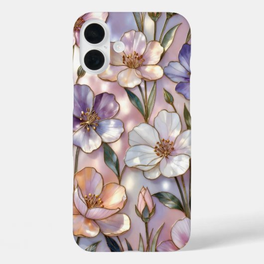 Roze Bloem iPhone Hoesje Gebrandschilderd Elegant (Achterkant)