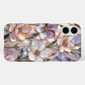Roze Bloem iPhone Hoesje Gebrandschilderd Elegant (Achterkant (horizontaal))