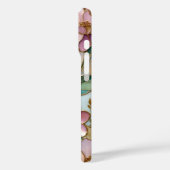 Roze Bloem iPhone Hoesje Gebrandschilderd Goud Des (Achterkant / Links)