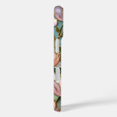 Roze Bloem iPhone Hoesje Gebrandschilderd Goud Des (Achterkant / Rechts)