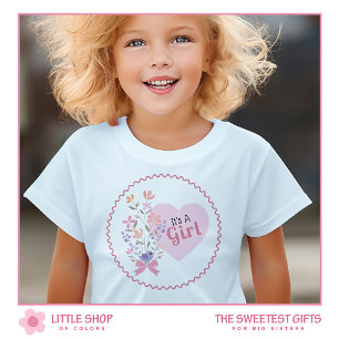 Roze bloem It's a Girl en ik ben de grote zus T-shirt