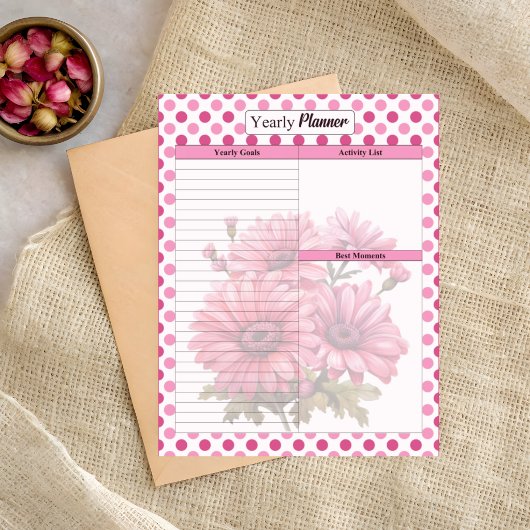 Roze Bloem Jaarplanner Notitieblok