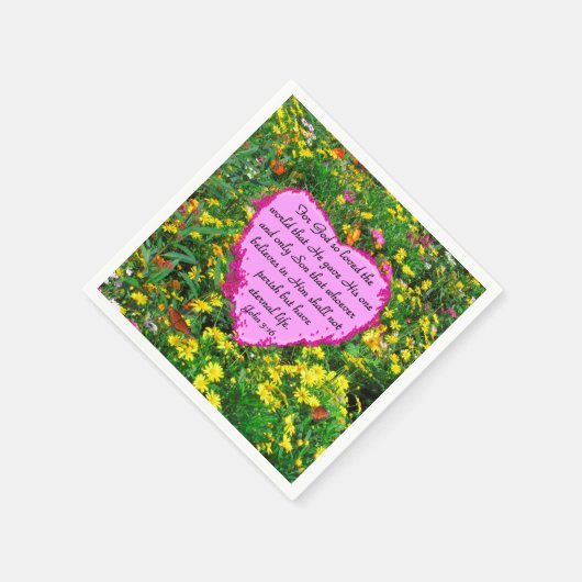  ROZE BLOEM JOHN 3:16 FOTOONTWERP SERVETTEN (Hoek)