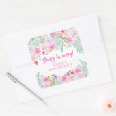 Roze bloem jongens babyshower favoren vierkante sticker (Envelop)