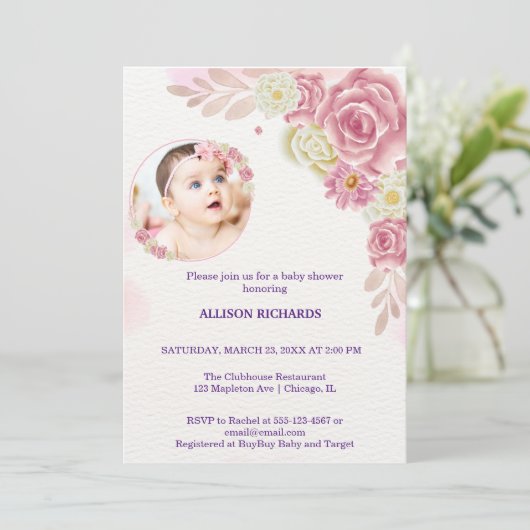 Roze bloem kaart (Staand voorkant)