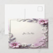 Roze bloem kader ansichtkaart briefkaart (Voorkant / Achterkant)