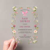 Roze bloem kader baby shower uitnodiging (Insitu (Draagbaar))