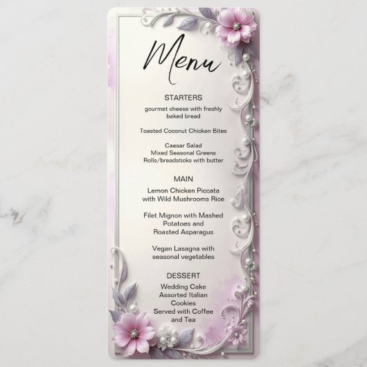 Roze bloem kader menu (Voorkant)