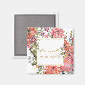 Roze bloem kader PERSONALISEER Magneet (Voorkant / Achterkant)