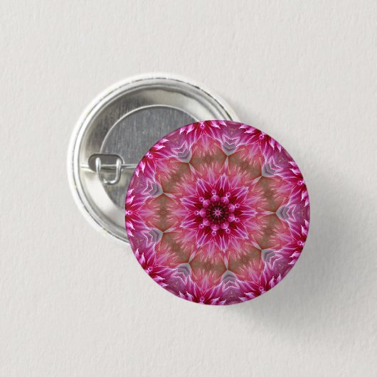 Roze Bloem Kaleidoscoop Mandala-43895 Ronde Button 3,2 Cm (Voorkant /achterkant)