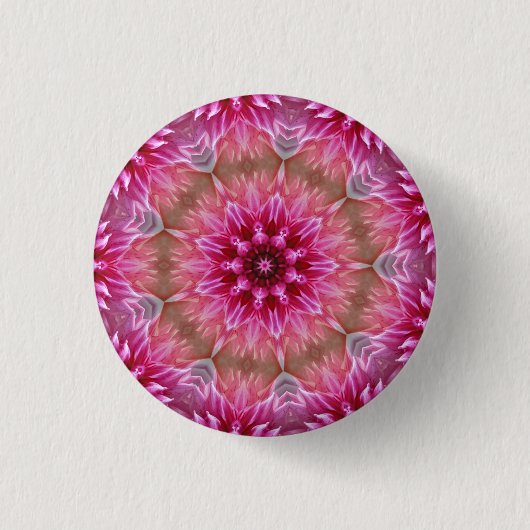 Roze Bloem Kaleidoscoop Mandala-43895 Ronde Button 3,2 Cm (Voorkant)