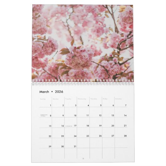 Roze bloem kalender (Mar 2026)