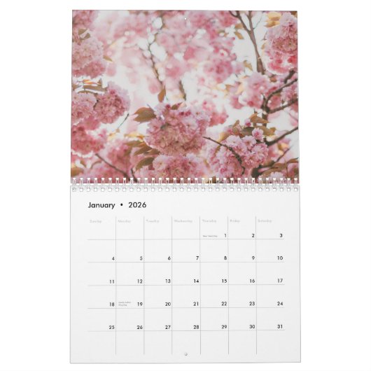 Roze bloem kalender (Jan 2026)
