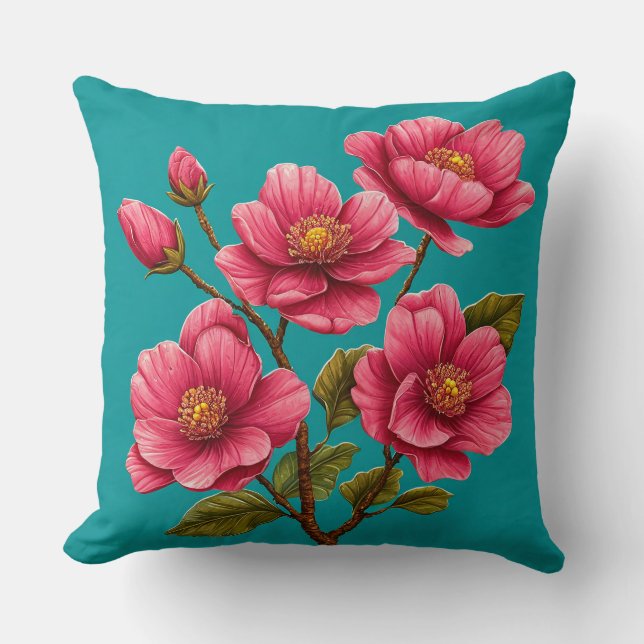 🌸 Roze Bloem Kamer Decoratie Accent Cadeau Idee � Kussen (Voorkant)